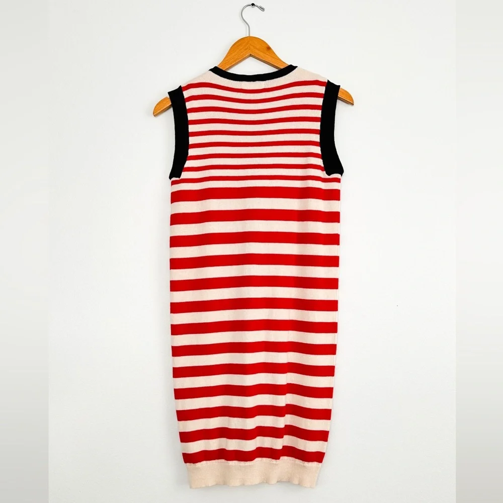 Sonia Rykiel Paris Red Cream Navy Stripe Knit Button Down Tunic Knit - Picture 4 of 6